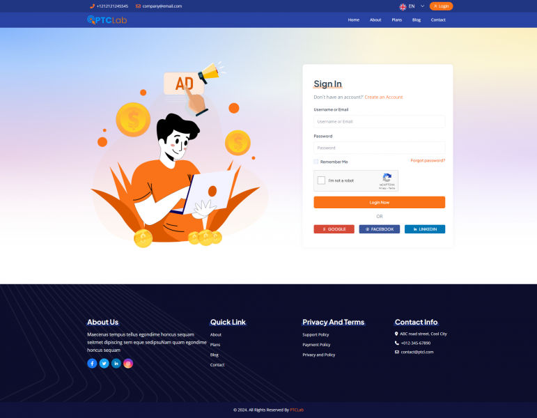 ptcLAB v3.8 - Платформа с оплатой за клик